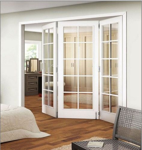 Bifold Interior Doors, Bifold French Doors, Folding French Doors, Pintu Interior, Sliding French Doors, Folding Glass Doors, Modern Room Divider, Interior Exterior Doors, French Doors Patio