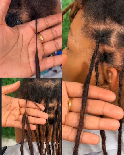 7.9K views · 99 reactions | The technique of how to fix a thinning and split locs.  Video credit: @miimiidith Locs | The technique of how to fix a thinning and split locs. Video credit: @miimiidith Locs #locs #dreadlocks #dreads #locstyles  #hairstyle | By Diseph Benson’s Backup page | This hair is a thinned locs and
this video is going to show you the techniques involved in
fixing a thinning locs, so you fold the lock as it's done
here, then you use your undergrown hair to cover it
before you use your crochet twist pin to go ahead and
relock the hair. Then the second one is also a thinning
one, so you cut off one of the locs like it done here, then
you still fold it and use your overgrown hair sorry your
undergrown hair to cover it and then you use a crochet retreat
spin to lock properly Reattaching Dreadlocks, Thinning Locs, Overgrown Hair, Loose Dreads, Crochet Twist, Your Crochet, Video Credits, Loc Styles, Diy Hair