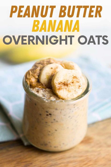 Looking for a tasty grab-and-go breakfast? Prep these Peanut Butter Banana Overnight Oats ahead of time, and enjoy an easy breakfast or snack anytime! Banana Overnight Oats Recipe, Peanut Butter Banana Recipes, Peanut Butter Banana Overnight Oats, Breakfast Recipe Ideas, Oats With Yogurt, Oats Recipes Breakfast, Overnight Oats With Yogurt, Oat Breakfast, Peanut Butter Overnight Oats