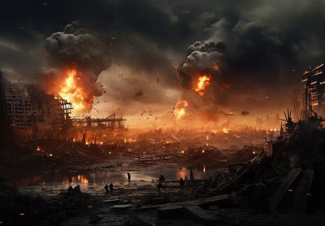 Free AI Image | Apocalyptic destruction of war zone landscape Apocalypse Landscape, Gaming Center, Space Ships Concept, Space Ship Concept Art, Apocalypse Art, Beach Background Images, Artwork Ideas, Studio Backdrops, Earth Art