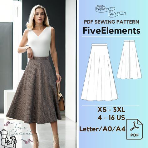 Women Linen Skirt PDF Sewing Pattern Long Wool Skirt Sewing Pattern Simple Skirt Wool Skirt Sewing Pattern, Snow Skirt Pattern, Simple Skirt Pattern, High Waist Skirt Pattern, Paneled Skirt Pattern, Long Skirt Pattern, Cottagecore Skirt, Long Wool Skirt, Pattern Blouses