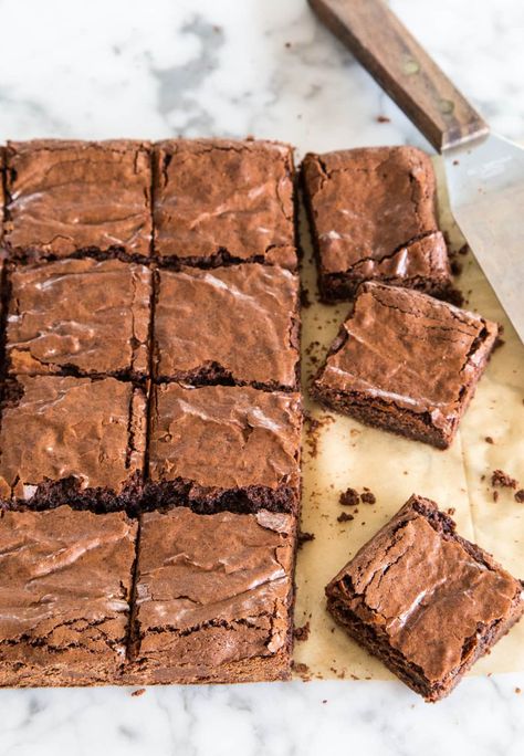 How To Make Chewy Brownies | Kitchn Cocoa Brownies, Chewy Brownies, Brownie Ingredients, No Bake Brownies, Best Brownies, Unsweetened Chocolate, Easy Treats, Fudgy Brownies, Fudge Brownies