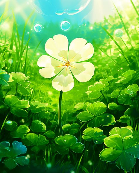 5 leaf clover with a bunch of other 4 leaf clovers in the background Clover Illustrations, 5 Leaf Clover, Fantasy Illustration, Clover Leaf, Digital Painting, Digital Illustration, Digital Drawing, Fantasy Art, Concept Art