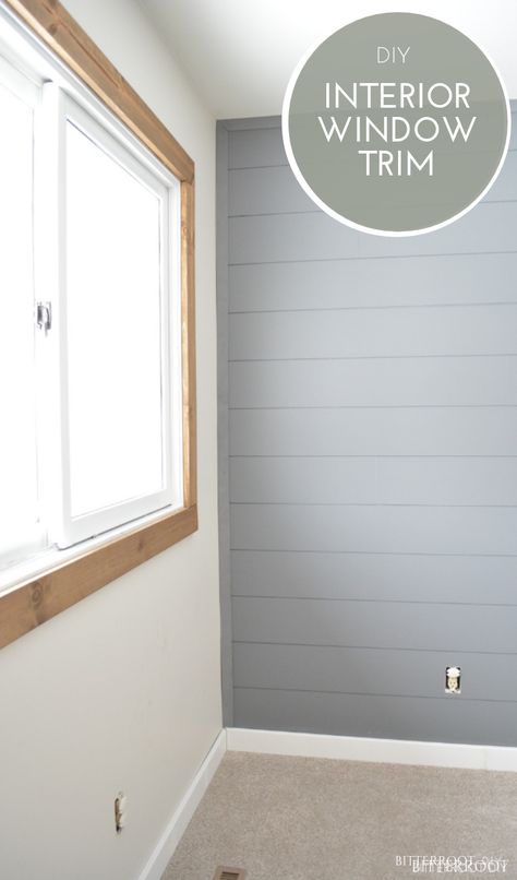 DIY Farmhouse Interior Window Trim | the easiest farmhouse window trim Diy Interior Window Trim, Window Trim Styles, Farmhouse Window Trim, Old Wood Windows, Diy Window Trim, Interior Window Trim, Interior Window, Boys Bedroom Makeover, Farmhouse Window