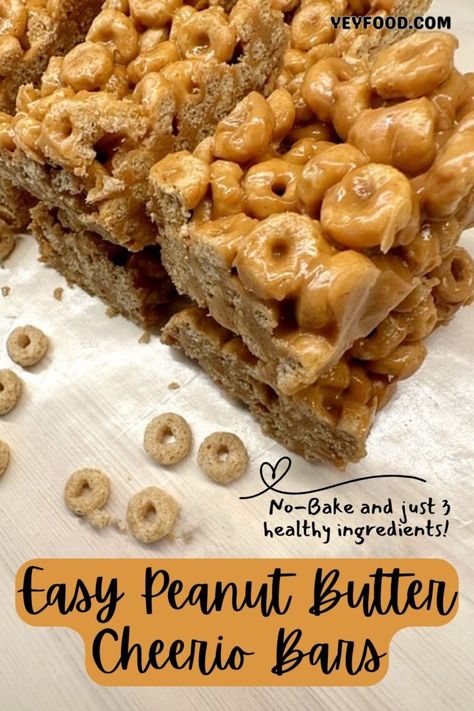 You'll Love 3 Ingredient Peanut Butter Cheerio Bars - yeyfood.com Cherios Recipes, Aip Sweets, Peanut Butter Cheerio Bars, Cheerio Bars, Honey Peanut Butter, Easy Low Carb Snacks, Kids Treats, 2023 Recipes, Mid Afternoon