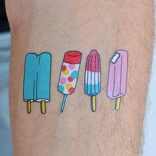 Popsicle Tattoo, Boozy Popsicles, Food Tattoos, Sweet Tattoos, Temp Tattoo, Makeup Tattoos, Ice Cream Truck, Fake Tattoos, Skin Art