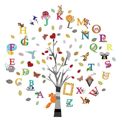 Alphabet Tree, Peeling Wall, Stickers Animals, Kids Bedroom Boys, Wall Stickers Animals, Diy Wall Stickers, Animal Letters, Tree Wall Stickers, Wall Stickers Kids