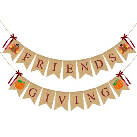 PRICES MAY VARY. What you will get: 1pcs Friendsgiving Burlap banner ,Perfect for Friendsgiving Party Decorations. Friendsgiving Party Decorations: Unique Design,Perfect for Friendsgiving Party Decorations, Friendsgiving sign, Friendsgiving Party, Thanksgiving Banner, Friendsgiving Decorations for Home Office Mantel, Burlap Thanksgiving Banner, Friendsgiving Decorations. Banner Size: Use High Quality ECO-friendly Burlap Material,Banner Each Card Approx is 5.1"*7"(13cm*18cm),Banner No Need ASSEMB Friendsgiving Sign, Friendsgiving Party Decorations, Friendsgiving Banner, Friendsgiving Decorations, Happy Friendsgiving, Gold Glitter Banner, Fall Party Themes, 16th Birthday Decorations, Rustic Thanksgiving