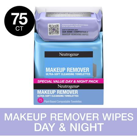 This pack includes Neutrogena Makeup Remover Cleansing Towelettes and Neutrogena Makeup Remover Night Calming Cleansing Towelettes to gently cleanse skin and remove up to 99% of makeup both day and night. Made with100% plant-based, sustainably sourced, fibers, these ultra-soft and gentle pre-moistened facial cleansing wipes lift away all traces of dirt and makeup--even waterproof mascara--and dont leave skin feeling overly dry or stripped. Our makeup remover features an effective formula that le Soft Make Up, Facial Cleansing Wipes, Neutrogena Makeup Remover, Face Wipes, Neutrogena Makeup, Foaming Facial Cleanser, Makeup Remover Wipes, Makeup Wipes, Cleansing Wipes