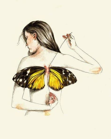 We all get hurt—we've all had our hearts broken, we all get closed off in some way, we all falter in faith... Corps Éthérique, Butterfly Sketch, Wings Drawing, Broken Wings, Cadeau Photo, Butterfly Drawing, Dreamy Art, Cool Art Drawings, Heart Art