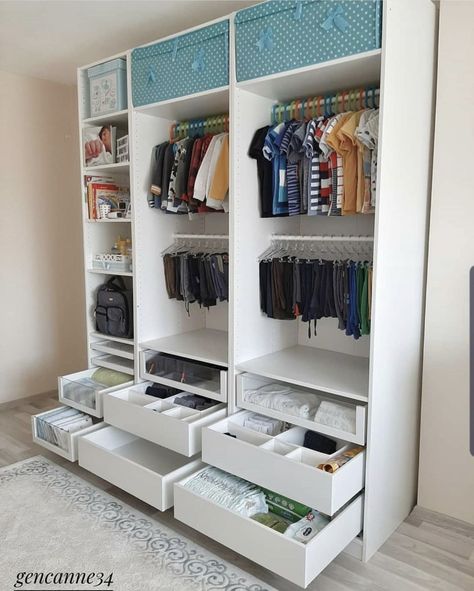 Kids Closet Design, Kids Wardrobe Storage, Baby Cupboard, Kids Cupboard, Toddler Closet Organization, Kids Closet Storage, Dressing Ikea, Toddler Closet, Boy Toddler Bedroom