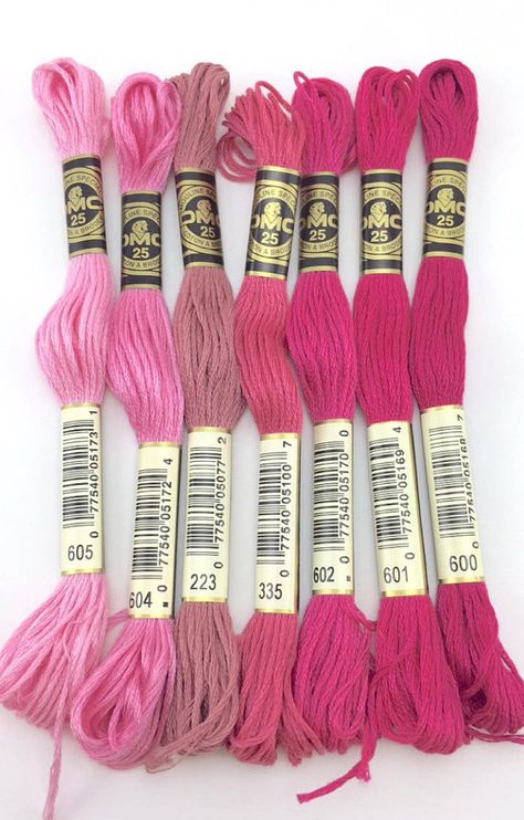 Reds, Pinks & Rose: DMC Classic 6 Strand Embroidery Floss (100% Egyptian cotton) BLACK is sold out Bracelets Embroidery, Friendship Bracelets Ideas, Cross Stitch Floss, Bracelets Ideas, Dmc Embroidery, Dmc Embroidery Floss, Yarn Thread, Color Palate, Dmc Thread