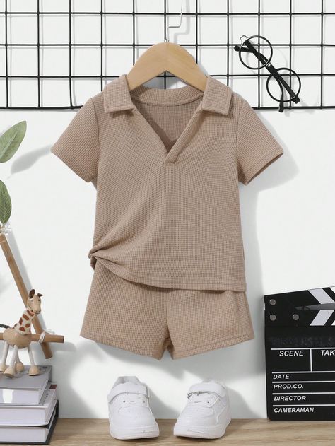 Apricot  Collar Short Sleeve  Plain  Embellished Slight Stretch  Baby Girls Clothing Kid Boy Outfits, Toddler Clothes Boy, Clothes With Quotes, Perlengkapan Bayi Diy, Boy Street Style, Toddler Boy Summer, Bebe T Shirt, African Dresses For Kids