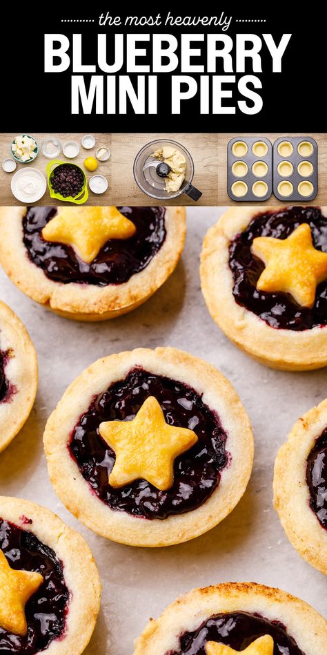 Mini Blueberry Pie Recipe - Nurtured Homes Blueberry Pie Recipe Easy, Mini Blueberry Pie, Blueberry Pie Filling Recipes, Dessert For A Party, Mini Fruit Pies, Mini Blueberry Pies, Blueberry Pies, Blueberry Pie Recipe, Pie Crust Top