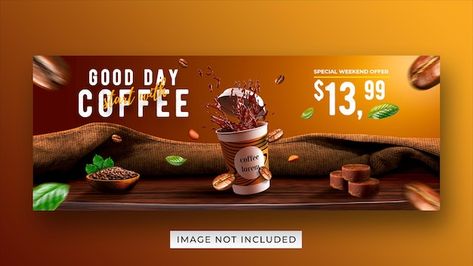 Coffee Banner, Fb Banner, Furniture Design Sketches, Store Banner, Restaurant Menu Template, Food Banner, Promotional Banners, Coffee Store, Creative Coffee