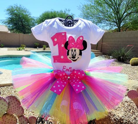 Minnie Mouse Tutu Outfit, Tutu Minnie, Minnie Mouse Birthday Party Decorations, Minnie Mouse Birthday Outfit, Minnie Mouse First Birthday, Minnie Mouse Tutu, Bow Birthday, Minnie Mouse 1st Birthday, Outfit Birthday