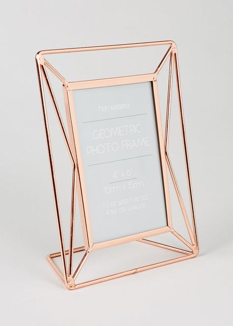 Geometric Metal Photo Frame (21cm x 16cm x 7cm) – Gold – Matalan Ikea Girls Room, Room Decor Bedroom Rose Gold, Rose Gold Room Decor, Rose Gold Rooms, Pink Office Decor, Rose Gold Bedroom, Picture Frame Table, Gold Room Decor, Metal Photo Frame