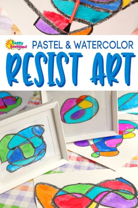 This pastel and watercolour resist art has kids making art that looks like colourful stained glass. Great art activity for school aged kids, tweens and teens. Fun art project for art class or art camp. Great no-mess creative activity for kids who like to doodle and paint. #HappyHooligans #ArtForKids #KidsArt #DoodleArt #StainedGlassArt #ArtIdeasForKids #ArtProjectsForKids #ArtForTweens #Pastels #Watercolours Art With Pastels, Indoor Hopscotch, Symmetrical Butterfly, Poppy Crafts, Donut Craft, Resist Art, Stacking Stones, Bird Craft, Rain Sticks