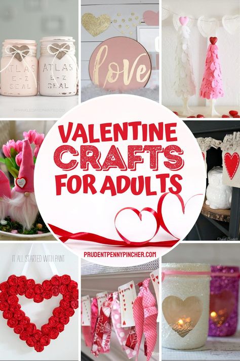 From DIY Valentine's Day Decorations to DIY Valentine gifts, there are plenty of Valentine crafts for adults that are cheap and easy to make. These DIY valentine's day crafts make great creative valentine's day decor ideas and romantic DIY valentine gifts for someone special in your life. Valentine Crafts For Adults, Craft Ideas For Adults, Romantic Diy, Hadiah Valentine, Kerajinan Diy, Adult Valentines, Easy Valentine Crafts, Diy Valentine's Day Decorations, Diy Valentines Cards