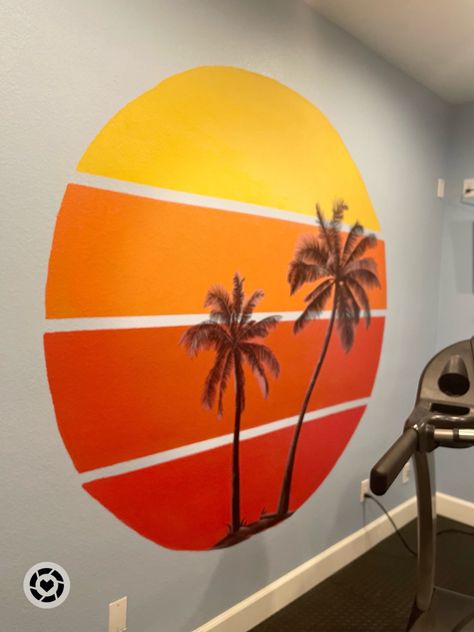 Palm Wall Mural, Sun Wall Painting, Palm Tree Wall Mural, Palm Tree Mural, Wall Murals Painted Palm Trees, Sun Mural, Palm Tree Mural Wall Decor, Outdoor Wall Paint, Palm Tree Mural Wallpaper