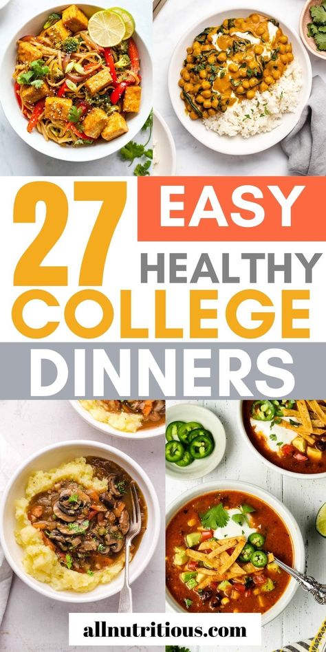 If you are looking for the best easy healthy dinners to make at college this year you need to see these easy college dinner recipes. These healthy college meal ideas are perfect to make on busy days full of lectures. Cheap Healthy Dinners For One, University Cooking Easy Recipes, Simple College Meals Easy Dinners, Recipes For Dinner College, College Dinner Ideas Simple, Cheap College Dinners, College Meal Ideas Easy Dinners, Easy College Apartment Meals, Healthy Dinner Recipes College Students