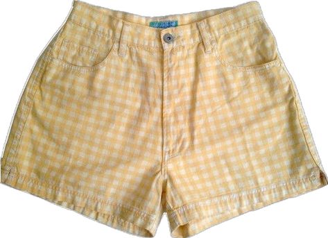 Png Outfits, Vintage High Waisted Shorts, Highwaist Shorts, 90s Shorts, Estilo Hippie, Gingham Shorts, Yellow Shorts, Vintage Shorts, High Rise Shorts