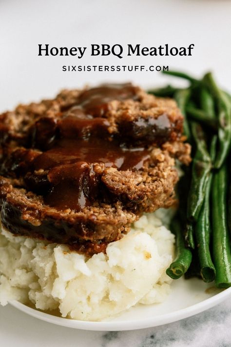 Honey BBQ Meatloaf Recipe Mediterranean Chicken Stew, Barbecue Meatloaf, Pork Meatloaf, Tasty Meatloaf Recipe, Six Sisters Recipes, One Pan Dinner Recipes, Bbq Meatloaf, Chicken Stew Recipe, Delicious Meatloaf