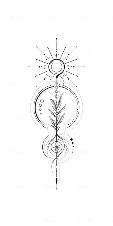 Tattoo Ideas For Women Tattoos For Women Nature, Sun Line Drawing, Vertical Tattoos, Vertical Tattoo, Post Tattoo, Drawing Small, Spiritual Tattoo, Side Wrist Tattoos, Women Nature