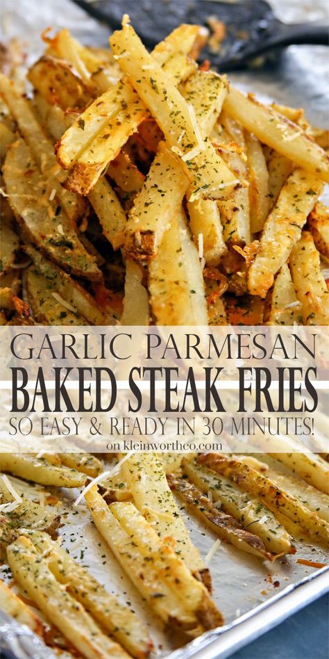 Baked Steak Fries, Fried Steak Recipes, Baked Steak, Bbq Side Dishes, Bbq Sides, Steak Fries, Potato Side Dishes, Läcker Mat, Deilig Mat