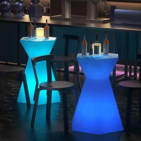 This LED bar table will light up any darkened area with a captivating glow. Perfect for our bar chair, serving drinks at your bar area, or sipping coffee too. Its contemporary design can add itself to most party decors. Choose your color for the night or have it cycle through a variety of LED colors. Item Specification: Size: (L)23.0" (W)23.0 (H)29.0".  Color: White. Bar Stool Table, Lounge Bathroom, Stool Table, Yard Furniture, Pedestal Coffee Table, Bar Table And Stools, Outdoor Bar Furniture, Outdoor Bar Table, Led Bar