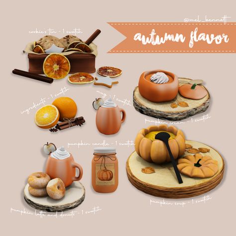 AUTUMN FLAVOR COLLECTION | Patreon Sims 4 Autumn, Sims 4 Seasons, Los Sims 4 Mods, Sims 4 Kitchen, Ready For Autumn, Muebles Sims 4 Cc, Sims 4 Clutter, Casas The Sims 4, Pumpkin Latte