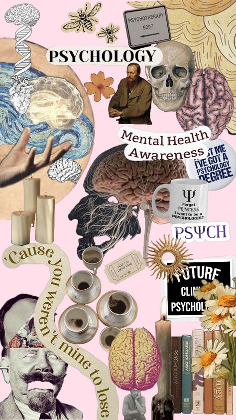 Crimal Psychology Aesthetic, Psychology Pink Aesthetic, College Aesthetic Psychology, Psychology Cover Page, Structuralism Psychology, Psychology Major Aesthetic, Psychology Aesthetic Wallpaper, Psychology Collage, Study Psychology Aesthetic