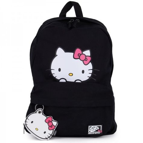 Japan Vibes, Black Hello Kitty, Hello Kitty Vans, Vans Backpack, Kitty Backpack, Kitty Items, Hello Kitty Bag, Kitty Stuff, Pocket Books