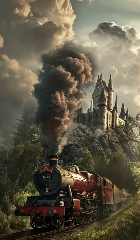 Hogwarts Christmas Aesthetic Wallpaper, Cozy Harry Potter Aesthetic, Hogwarts Landscape, Harry Potter Lockscreen, Train To Hogwarts, Hogwarts Wallpaper, Harry Potter Portraits, Harry Potter Train, Harry Potter Hogwarts Express