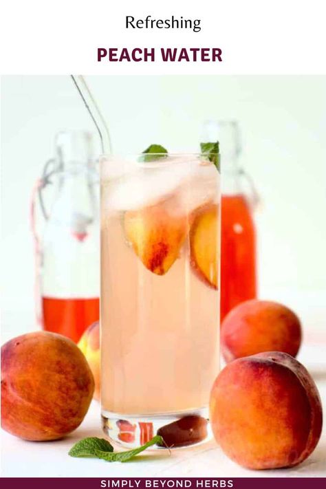 Fruit Water Recipes, Peach Drink, Healthy Snack Packs, Peach Water, Peach Drinks, Orange Extract, Peach Syrup, Drink Recipes Nonalcoholic, Lavender Extract