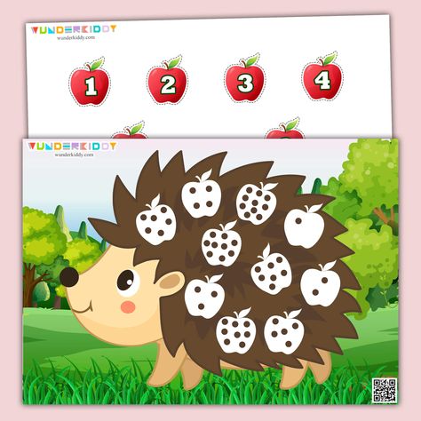 Printable Hedgehog Number Matching Math Preschool Worksheet Apple Math Games, Kids Critical Thinking, Preschool Activity Sheets, Math Preschool, Preschool Math Games, Apple Math, Printable Games For Kids, Preschool Math Worksheets, Pattern Activities