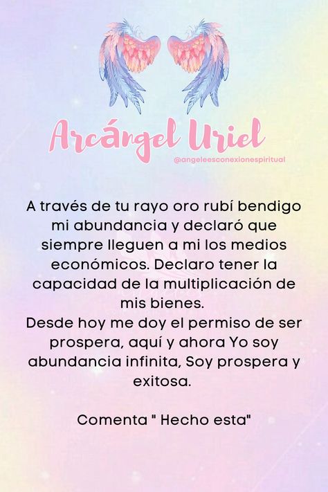 Mensaje amoroso arcangel uriel Archangel Uriel, Novena Prayers, Angel Prayers, Spiritual Manifestation, God Prayer, Magic Book, Positive Self Affirmations, Spirituality Energy, Daily Prayer