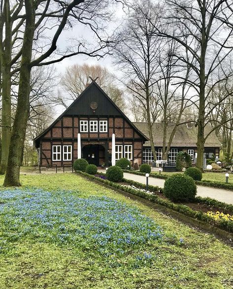 Today this old cottage is now a restaurant. It’s nestled in the middle of a pretty little park and enjoys seasonal blooms! Such a great place to relax and enjoy local german specialities. #germany #germanytravel #germanytourism #houses #exterior #cottagecore #barn #barnhomeideas #travelphotography #beautifuldedtinations German Cottage, Houses In Germany, Mansion Aesthetic, Houses Exterior, German Houses, Restaurant Exterior, Countryside Cottage, Old Cottage, Countryside House