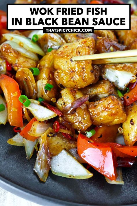 Chinese Fish Fillet Recipe, Chinese Fish Recipe, Stir Fry Fish, Spicy Sriracha Chicken, Chinese Steamed Fish, Fish Fillet Recipe, Wok Recipes, Bean Sauce, Chinese Cooking Wine