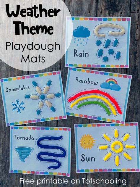 FREE printable weather theme playdough mats for preschool kids to practice weather, vocabulary, science and fine motor skills. Sped Science Lessons, Science Area Preschool Classroom, Weather Activities Preschool Printables Free, Weather Activities For Preschool, Preschool Provocations, Weather Preschool, Weather Lesson Plans, Prek Science, Weather Activities Preschool