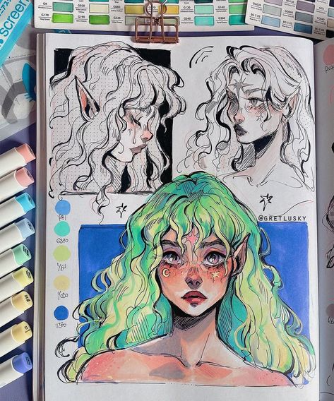 Gretel Lusky (@gretlusky) • Instagram photos and videos Photographie Glamour Vintage, Bloodborne Art, Sketchbook Art Journal, Arte Sketchbook, Art Prompts, Dessin Adorable, Sketchbook Inspiration, Book Art Drawings, Art Tutorials Drawing