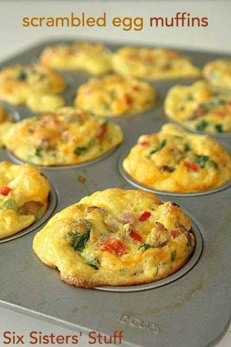 Scrambled Egg Breakfast, Egg Breakfast Muffins, Breakfast Eggs Scrambled, Egg Muffins Breakfast, Tin Recipes, Muffin Tin Recipes, Scrambled Egg, Egg Muffins, Egg Breakfast