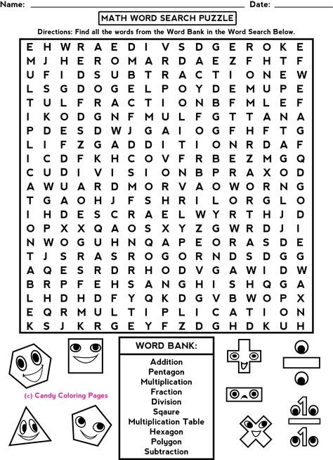 Word searches such as this one will help the students get more familiar with their spelling words. Math Word Search, Word Puzzles Printable, 6th Grade Worksheets, Christmas Math Worksheets, Fun Math Worksheets, Math Coloring Worksheets, Free Printable Math Worksheets, Printable Math Worksheets, Free Math Worksheets