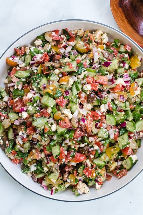 Mediterranean Chopped Salad - Have Butter Will Travel Simple Chopped Salad, Salad Mix Ideas, Micro Chop Salad, Vegetarian Chopped Salad, Micro Chopped Salad, Chopped Salad Sandwich, Summer Chopped Salad, Mediterranean Salad Recipes, Greek Chopped Salad