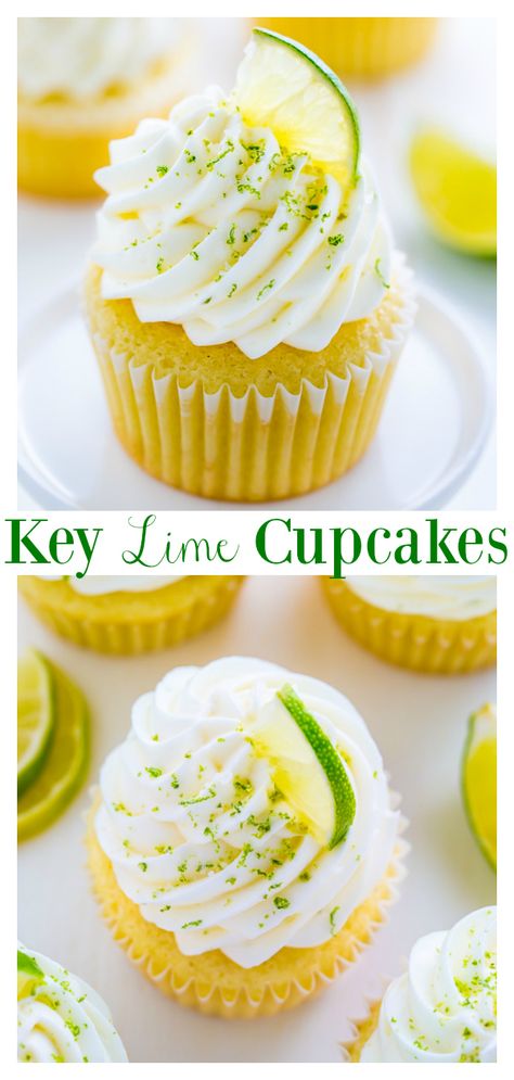 Key Lime Pie Cupcakes Recipe, Summer Wedding Cupcakes Ideas, Tropical Cupcakes Recipes, Summer Cupcakes Flavors, Keylime Cupcake, Desert Catering, Cool Cupcakes Designs, Island Cupcakes, Key Lime Cupcake