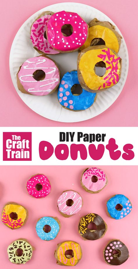 Donuts Crafts Preschool, Doughnut Craft Preschool, Donut Shop Dramatic Play Free Printables, Play Shop Diy, Donuts Paper Craft, Paper Donut Craft, Donut Crafts Preschool, Preschool Donut Craft, Dramatic Play Donut Shop