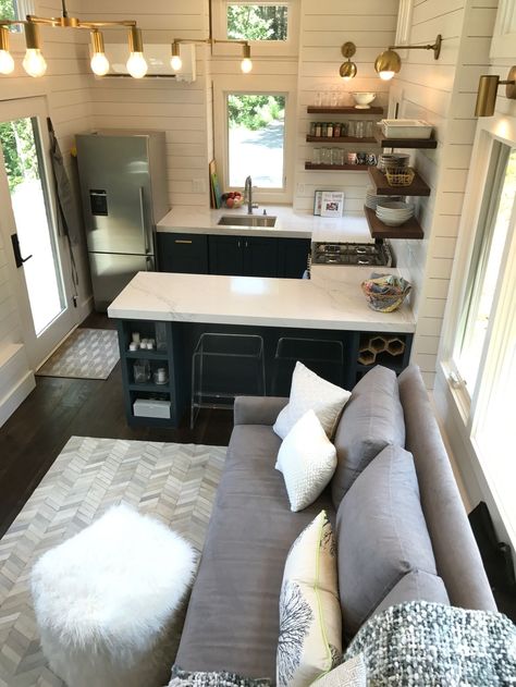 Our Tiny House on Wheels on 100 Days of Real Food Design Casa Piccola, Tiny House Furniture, Tiny House Interior Design, Interior Design Per La Casa, Tiny House Inspiration, Tiny House Kitchen, Tiny House Movement, Tiny Spaces, Tiny House Interior