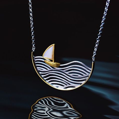 Unwind yourself and have a fun sunny day on a sailboat. This minimalist Sailboat Necklace captures the nautical beauty of sailing. The sailboat itself made movable as if it is cruising on a calm silvery sea. 🥰 Handmade With Love 🪙 Authentic 925 Sterling Silver 😎 Unique Design 🎁 Great For Gift 📦 Free Worldwide shipping Sailboat Necklace, Sea Necklace, Handmade Pendant Necklace, Jewellery Gold, Fine Jewelry Designers, Necklace Online, Cool Necklaces, Creative Jewelry, Wholesale Jewelry