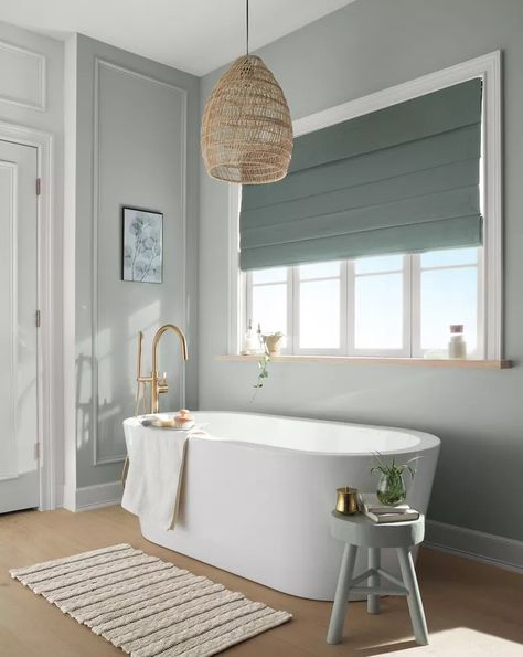 12 Best Paint Colors for Small Bathrooms Paint Colors For Small Dark Bathrooms, Bathroom Paint Colors Home Depot, Sherwin Williams Misty Bathroom, White Bathroom With Accent Color, Best Paint For Small Bathroom, Calming Bathroom Paint Colors, Main Bathroom Paint Colors, Quiet Moments Benjamin Moore Bathroom, Light Colored Bathrooms