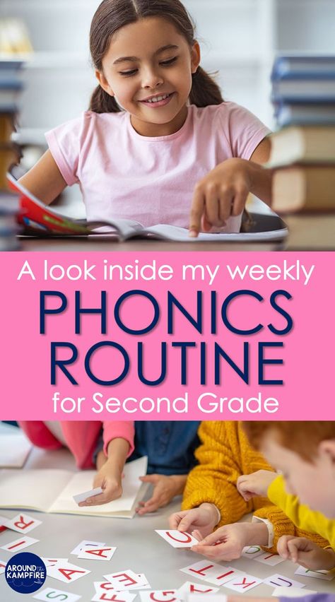 Learn how to create a consistent weekly phonics routine. Learn why you need one and how to set up an effective routine that’s easy to implement. In this post, I share the phonics routine I use in my second grade classroom and the reasons it’s been so beneficial for my students. 2nd Grade Phonics, Phonics Lesson Plans, Second Grade Classroom, Phonics Centers, Phonics Rules, Phonics Practice, Third Grade Classroom, Phonics Lessons, Phonics Games